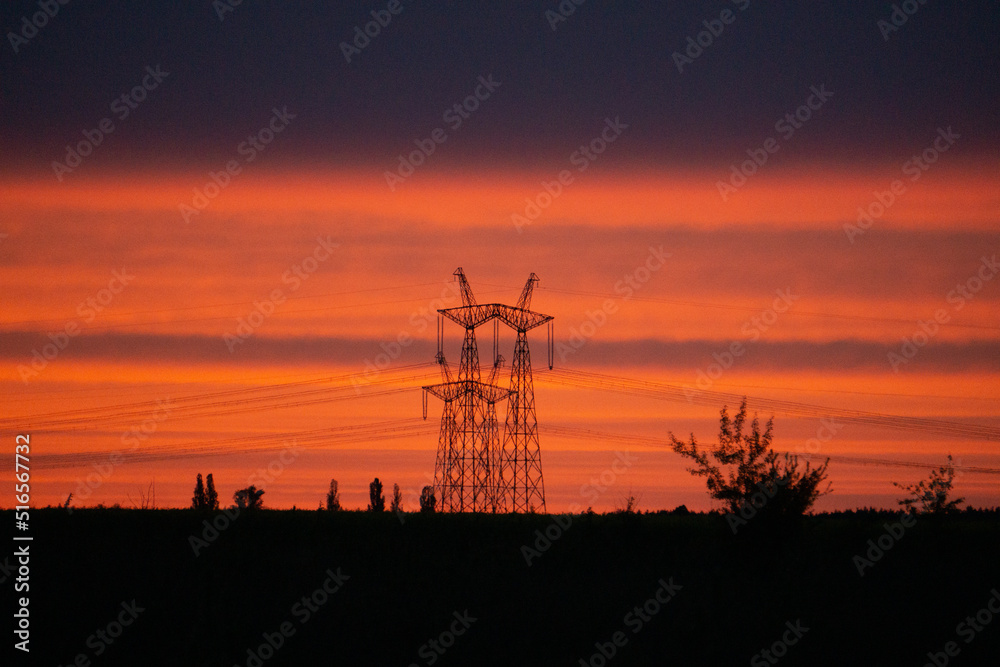 Naklejka premium sunset in the countryside