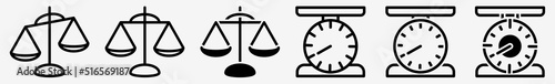 Scales Icon Libra Scales Set | Kitchen Scale Icon Balance Vector Weighbridge Illustration Logo | Weighing Scales Icon Measure Weight Isolated Scales