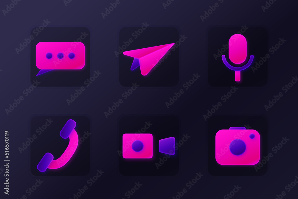 a set of modern gradient chatting app icons a set of modern gradient chatting app icons