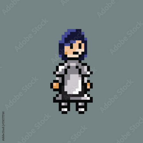 pixel art girl character with armor 