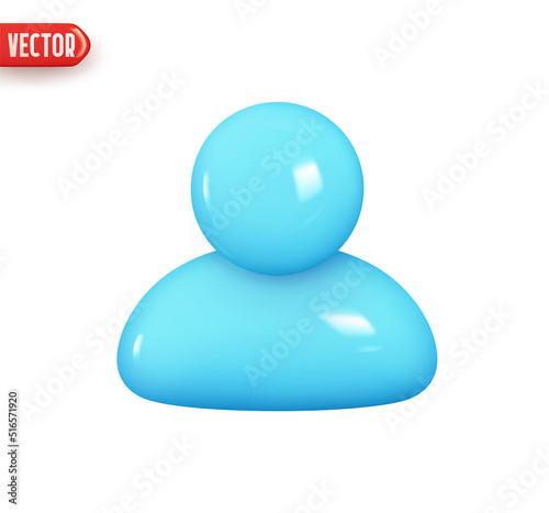 Profile one user person. Realistic 3d design element In plastic cartoon style. Icon isolated on white background. Vector illustration