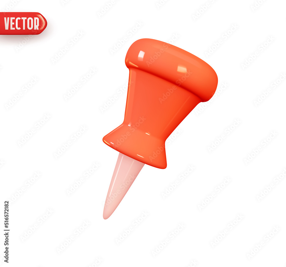 Vector Illustration Red Thumbtack Isolated On Stock Vector