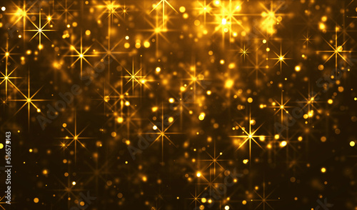 Golden Christmas Lights Abstract Illuminated Background