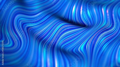 Art simulation of high-tech nano forms. Stream of wavy strings in information field. 3D illustration of current lines for fashion surface photo