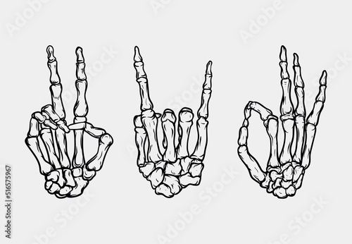 Hand bone set vector illustration detailed and easy to edit
