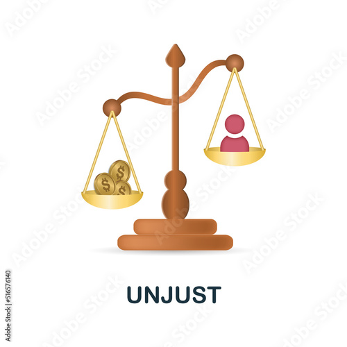 Unjust icon in 3d. Colored illustration from corruption collection. Creative Unjust icon for web design, templates, infographics and more