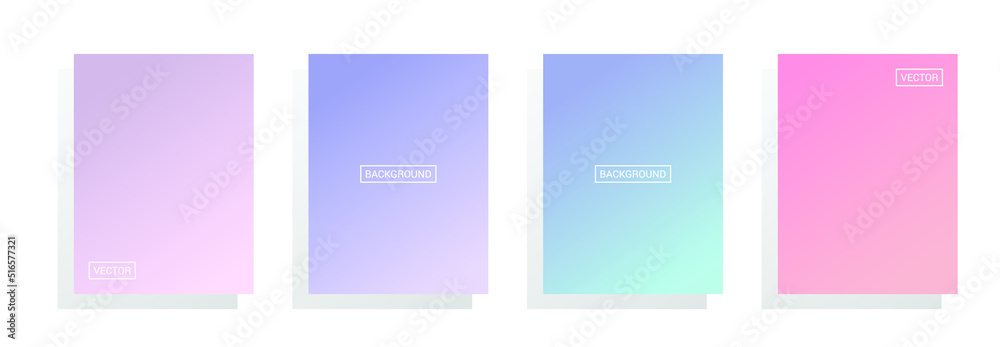 Set of modern gradient abstract background. 2D color, colorful design for vertical poster, flyer, banner, backdrop. Vector illustration isolated EPS 10.