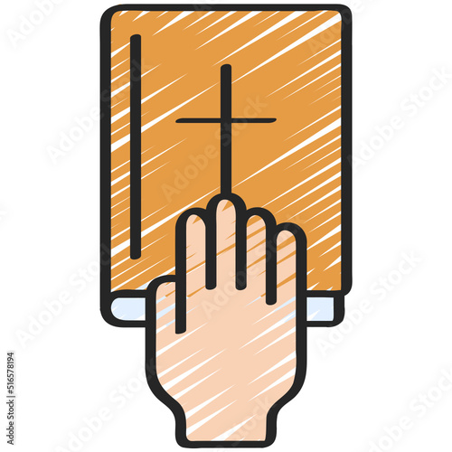 Hand On Bible Icon