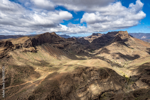 View from Degollada de las Yeguas Viewpoint on the Barranco de Fataga, Gran Canaria, Canary Islands, Spain