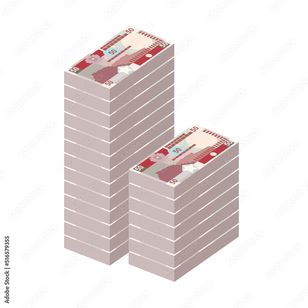 Somali Shilling Vector Illustration. Somalia money set bundle banknotes. Paper money 50 SOS. Flat style. Isolated on white background. Simple minimal design. Somali Shilling Vector Illustration. Somalia money set bundle banknotes. Paper money 50 SOS. Flat style. Isolated on white background. Simple minimal design.