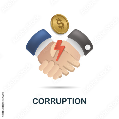 Corruption icon in 3d. Colored illustration from corruption collection. Creative Corruption icon for web design, templates, infographics and more