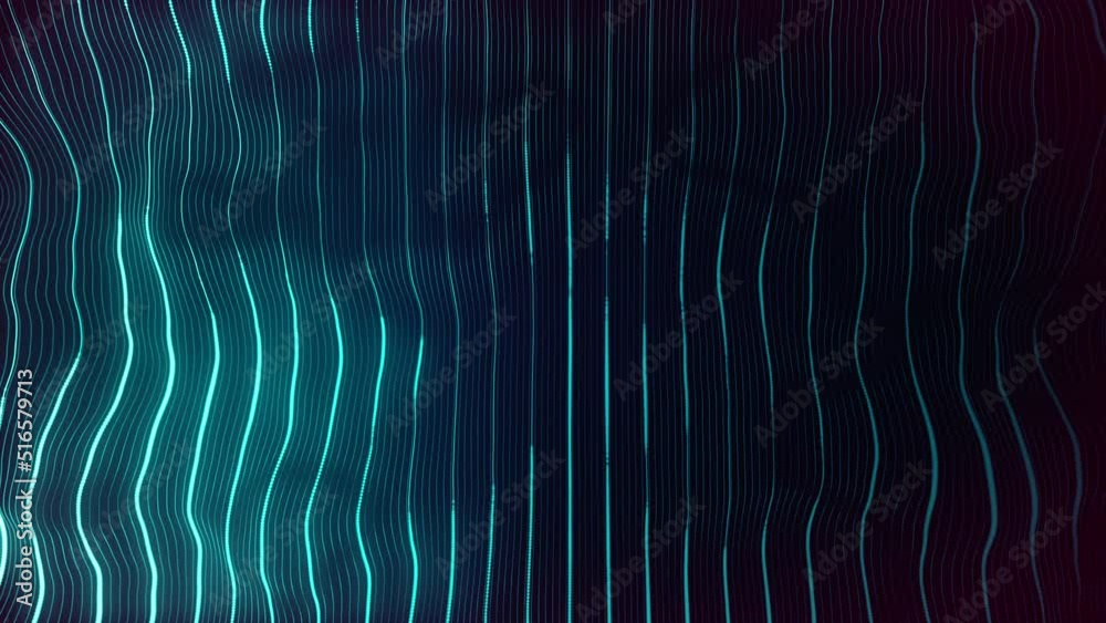 Abstract Digital Waving Neon Lines Fx Background Loop/ 4k animation of an abstract background with digital fractal particle lines waving and seamless looping