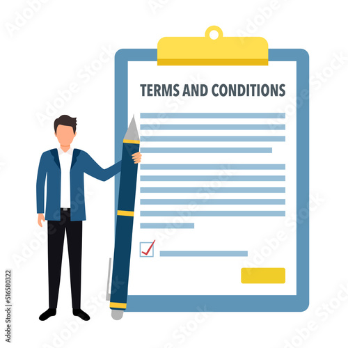 Terms and conditions document concept vector illustration on white background. photo