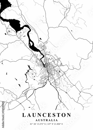 Lauceston - Australia White Plane Map photo