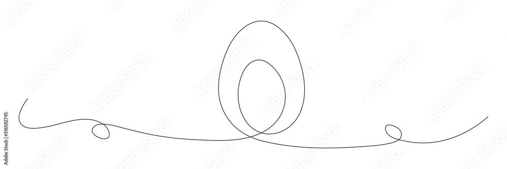 Egg continuous one line drawing. Easter egg linear symbol. Vector illustration isolated on white. Egg continuous one line drawing. Easter egg linear symbol. Vector illustration isolated on white.