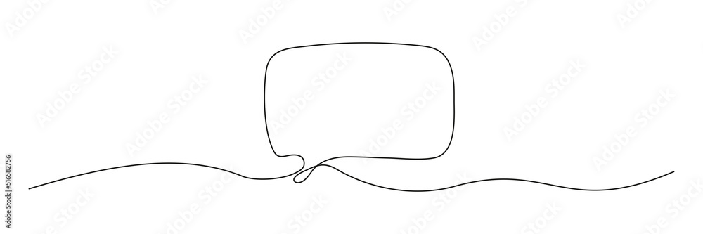Speech bubble continuous one line drawing. Chat linear symbol. Dialogue sign. Vector illustration isolated on white. Speech bubble continuous one line drawing. Chat linear symbol. Dialogue sign. Vector illustration isolated on white.