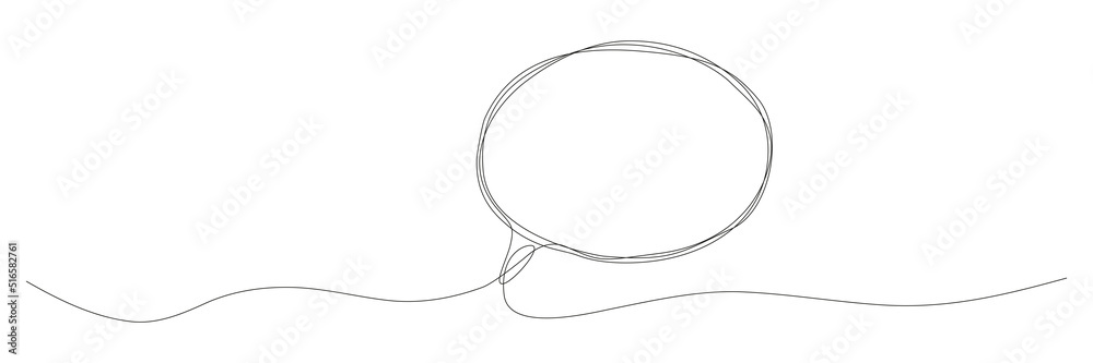 Speech bubble continuous one line drawing. Chat linear symbol. Dialogue sign. Vector illustration isolated on white. Speech bubble continuous one line drawing. Chat linear symbol. Dialogue sign. Vector illustration isolated on white.
