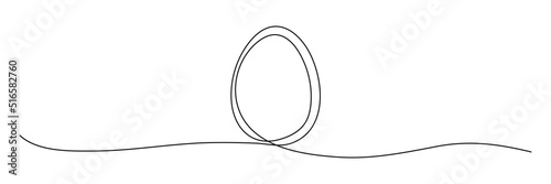 Egg continuous one line drawing.  Easter egg linear symbol. Vector illustration isolated on white.