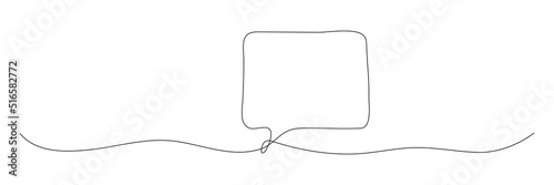 Speech bubble continuous one line drawing. Chat linear symbol. Dialogue sign. Vector illustration isolated on white.