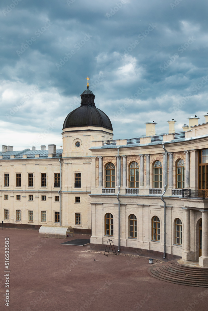 Greate palace in Gatchina. View at the facade of the palace.