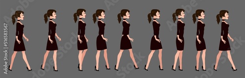 A complete animation of a beautiful woman's gait. Girl model on heels, sequences for stop motion animation.