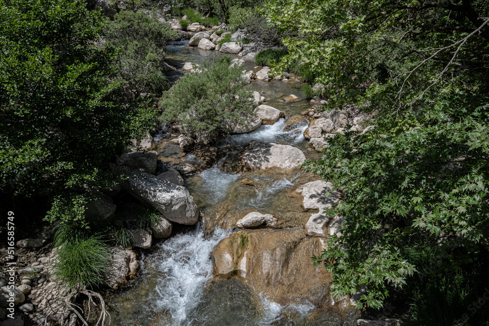 On Menalon Trail in Lousios Gorge from New Philosophos Monastery to Dimisana village, Arcadia, Pelponnese, Greece.