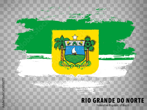 Flag of Rio Grande do Norte from brush strokes. Federal Republic of Brazil. Flag Rio Grande do Norte of Brazil on transparent background for your web site design, app, UI. Brazil. EPS10. photo