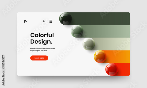 Minimalistic corporate identity design vector illustration. Multicolored realistic spheres site template.