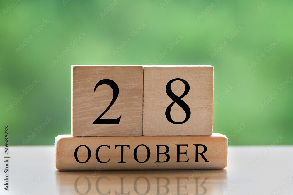 October 28 calendar date text on wooden blocks with copy space for ideas or text. Copy space and calendar concept October 28 calendar date text on wooden blocks with copy space for ideas or text. Copy space and calendar concept