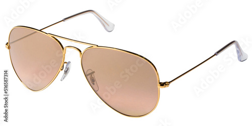 Brown stylish fashion sunglasses, isolated on white background
