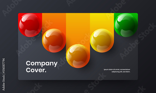 Creative realistic spheres web banner layout. Simple journal cover vector design template. © kitka