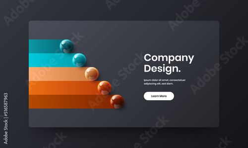 Amazing corporate brochure design vector layout. Modern 3D spheres site template.