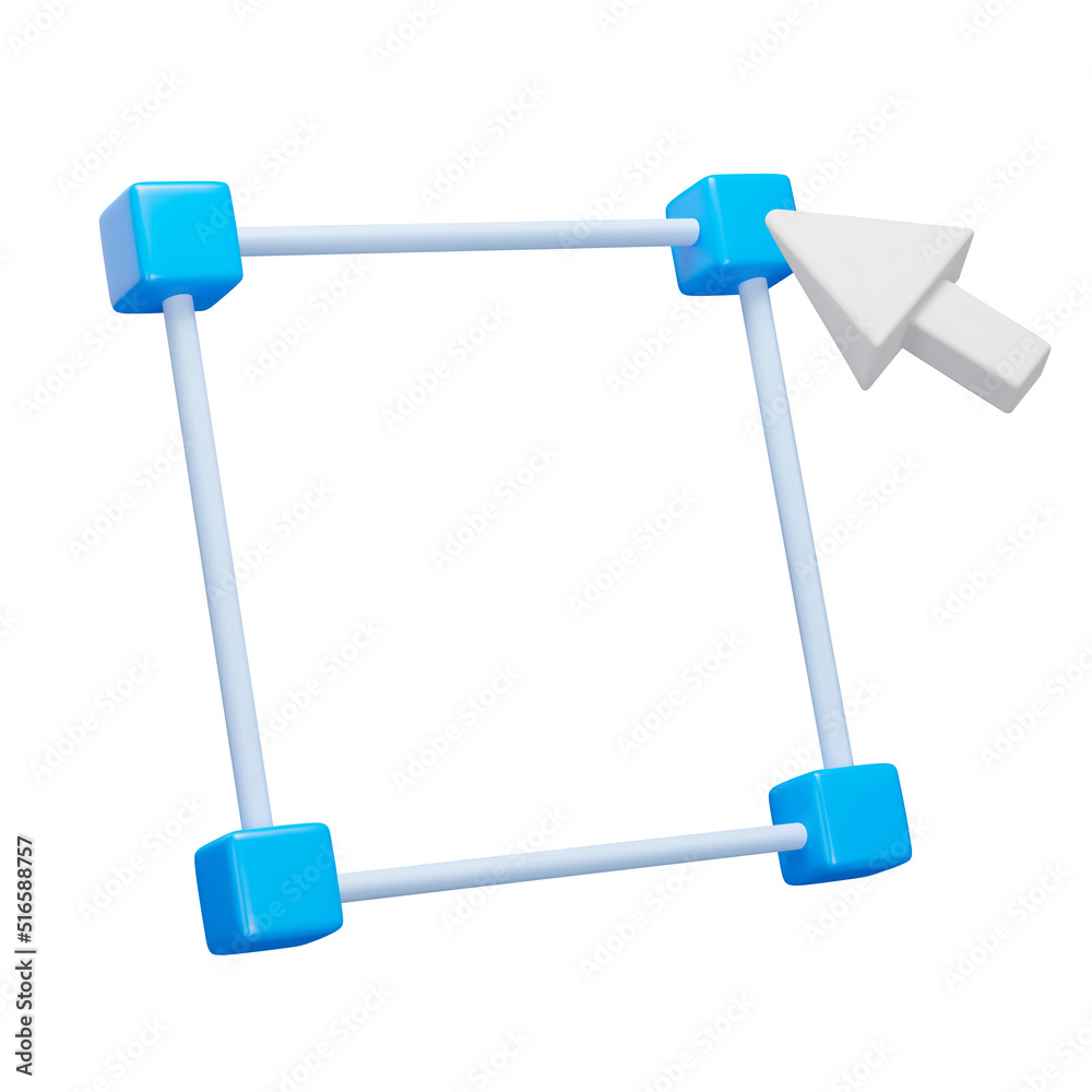 Selection frame and cursor 3d icon. Isolated object on a transparent background Selection frame and cursor 3d icon. Isolated object on a transparent background