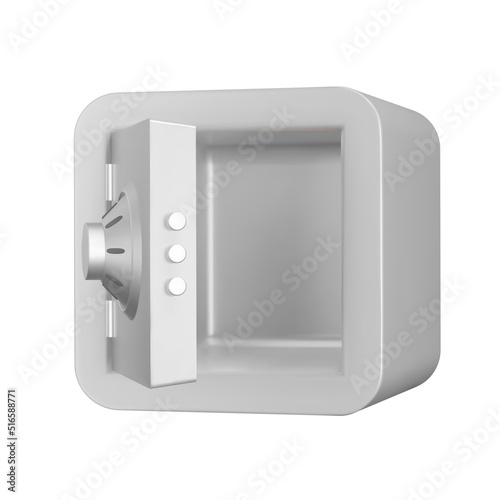 Empty safe with open door 3d icon. Isolated object on a transparent background