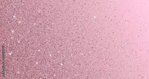 Bridal pink rose gold glitter vector background. Premium sparkles confetti invitation card background. Wedding, anniversary or birthday party design. Girly pink gold sequins. Shining stars falling.