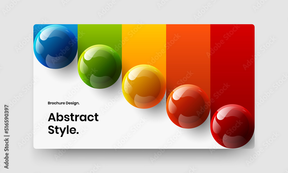 Bright book cover vector design template. Unique 3D balls poster concept.