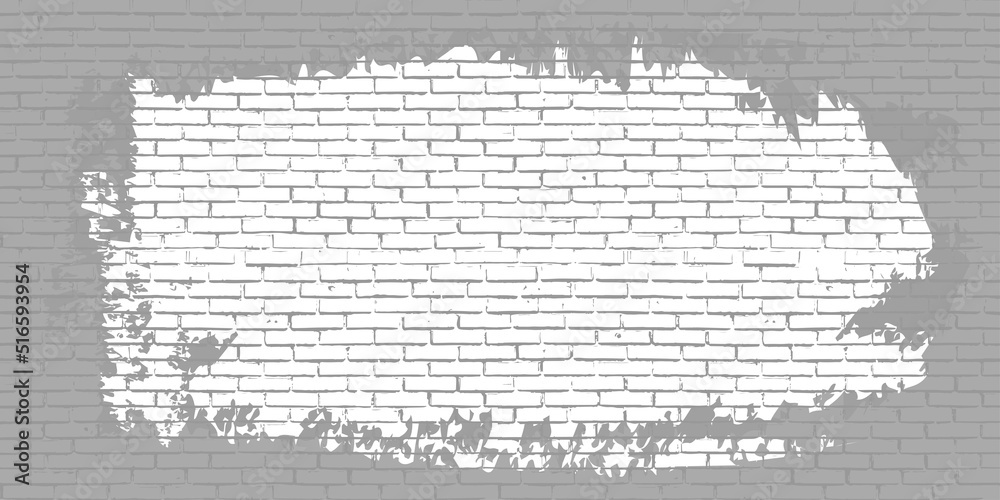 Paint splash vector on brick wall, place for text background. Graffiti vector blank stonewall pattern illustration.