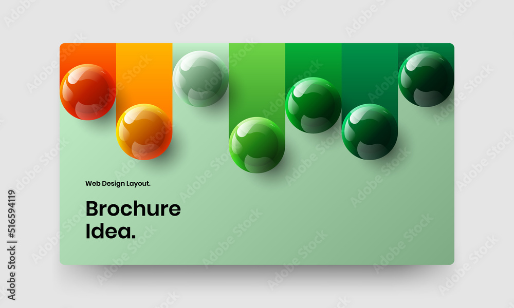 Colorful realistic spheres company brochure concept. Bright postcard design vector illustration.