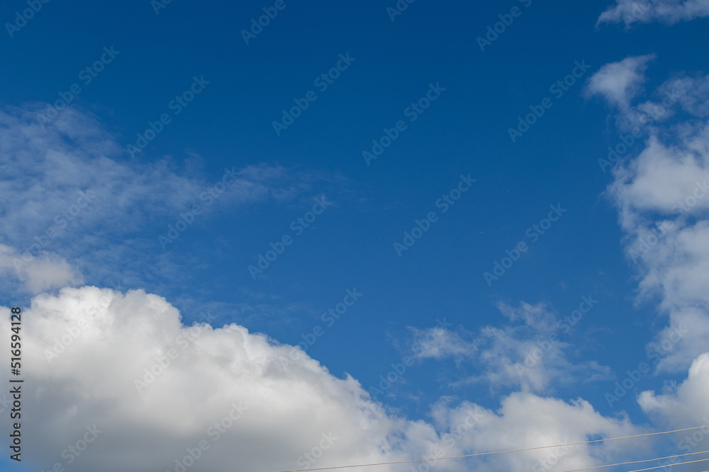 blue sky with white clouds on a summer day