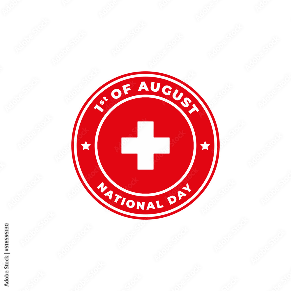 Switzerland Independence Day 1st of August Logo Badge for Label, Sign, Symbol, Stamp, Emblem, and Icon Vector Illustration Switzerland Independence Day 1st of August Logo Badge for Label, Sign, Symbol, Stamp, Emblem, and Icon Vector Illustration