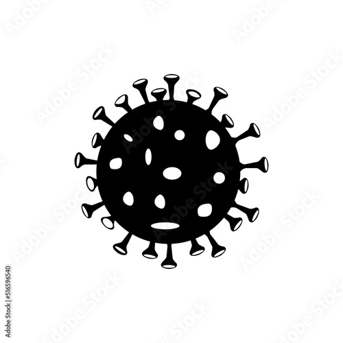 Coronavirus 2019-nCoV. Corona virus icon. Black on white background isolated. illness respiratory infection illness outbreak . influenza pandemic. virion of Corona-virus. COVID-19