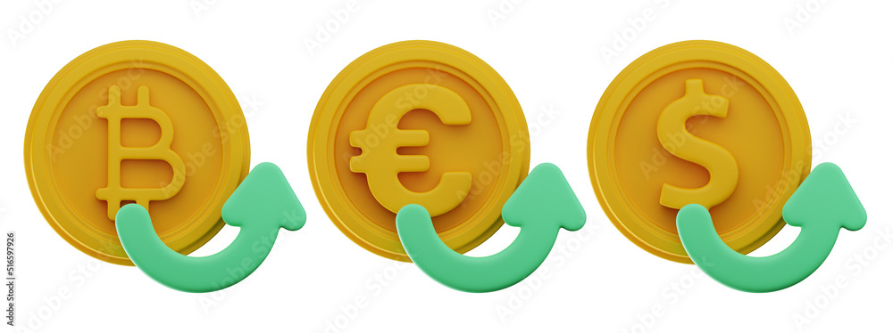 finance money icon set 3d rendering on isolated background