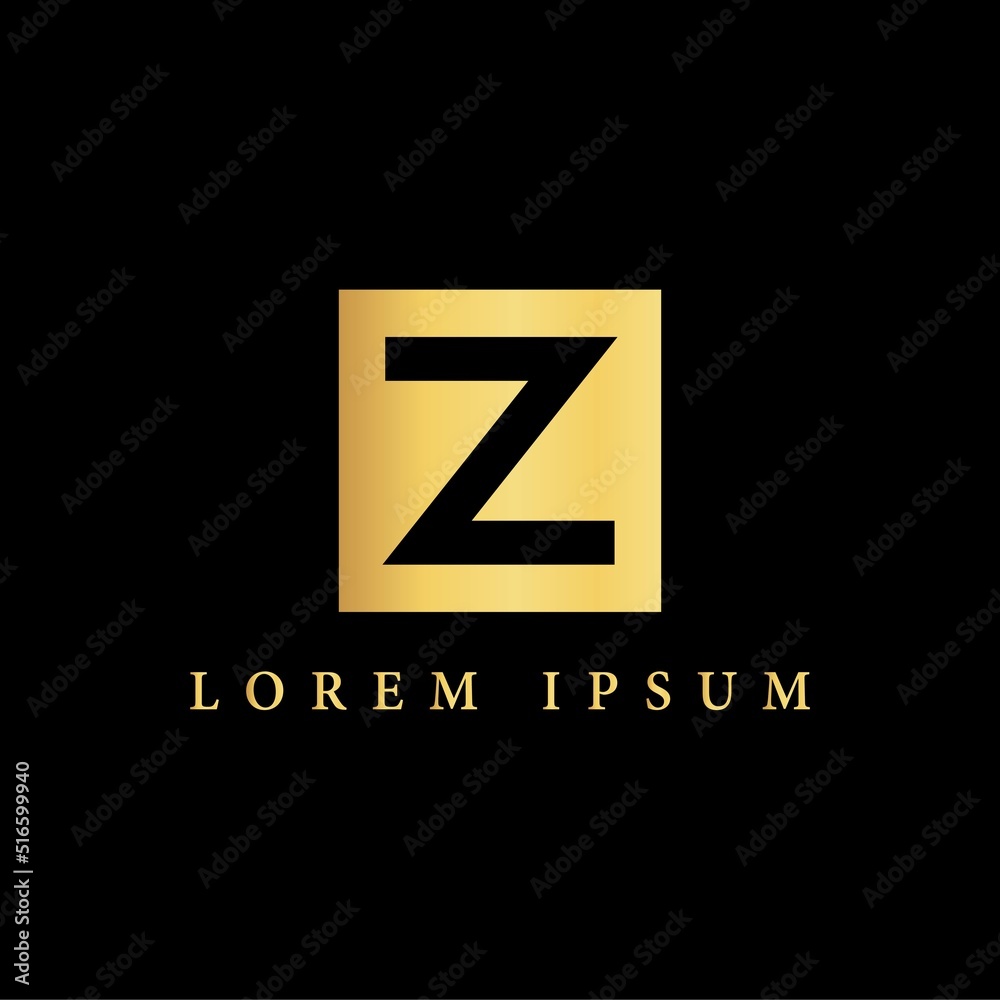 simple alphabet logo monogram design golden concept with square combination