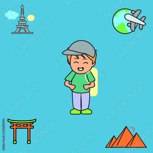 Boy Travelling with His Bag