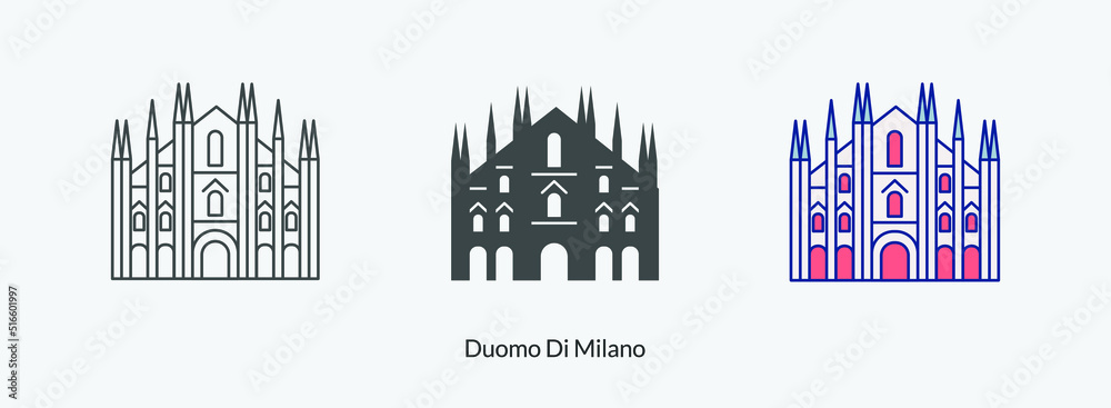 Duomo di Milano icon in different style vector illustration. Duomo di Milano vector icons designed filled, outline, line and stroke style for mobile concept and web design. 