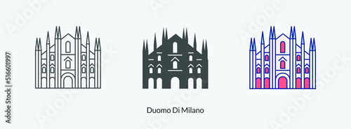 Duomo di Milano icon in different style vector illustration. Duomo di Milano vector icons designed filled, outline, line and stroke style for mobile concept and web design. 