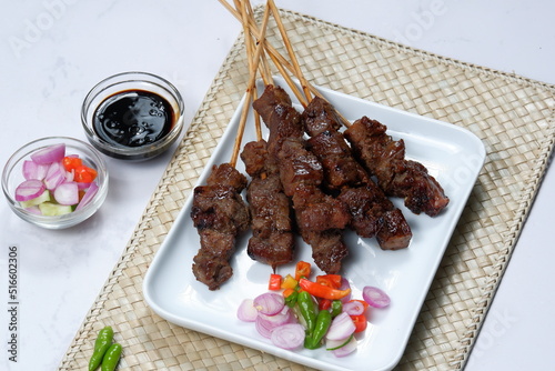 Homemade Indonesian  Satay (Sate) is Popular Menu for Idul Adha (Eid al Adha). photo