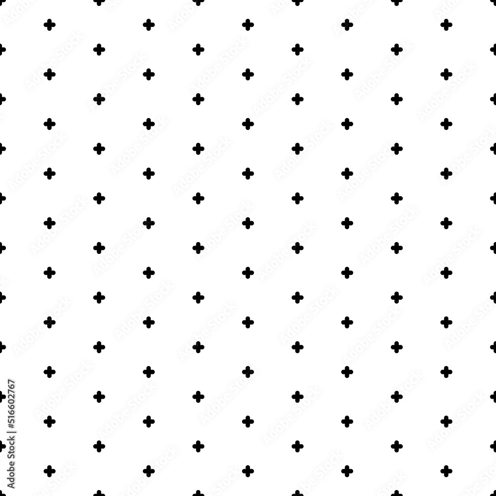 Square seamless background pattern from geometric shapes. The pattern is evenly filled with small black quatrefoil symbols. Vector illustration on white background