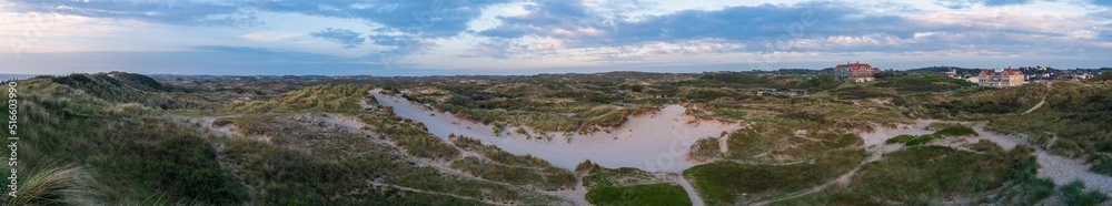 View of the nature reserve of the dunes of Egmond aan Zee/Netherlands in the evening
