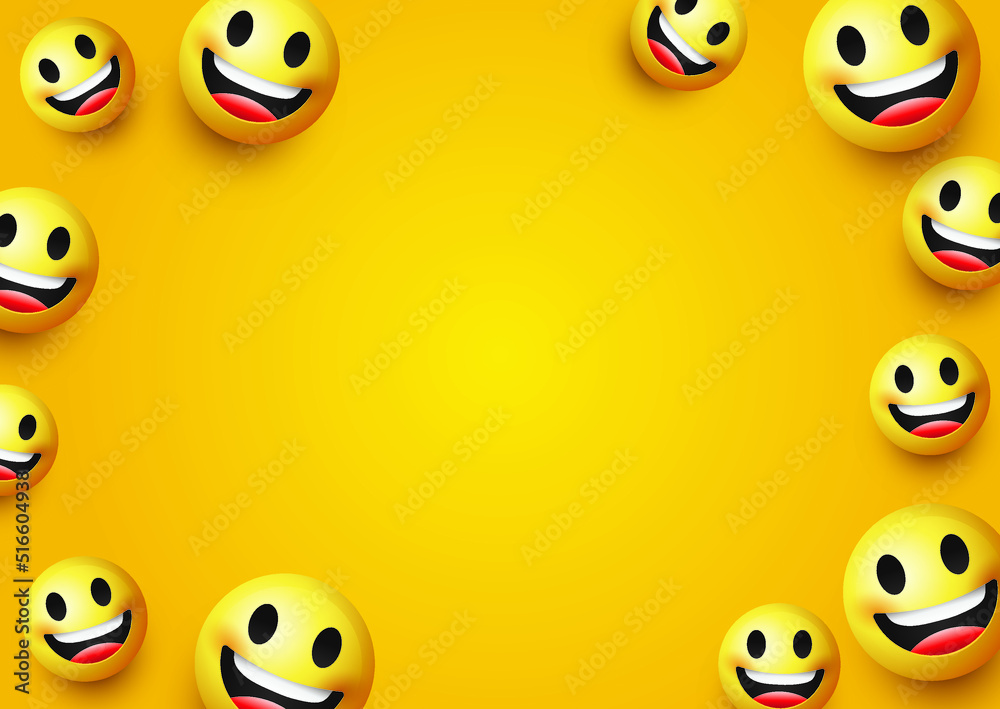 High Quality Emoticon On Yellow Gradient Background Smiling Emoji Banner Yellow Face Emoji 3571